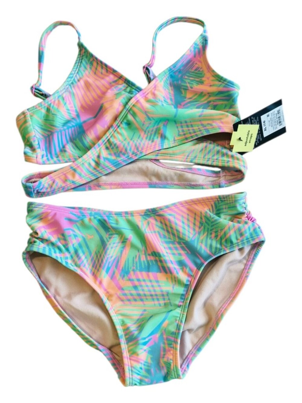 Art Class Girls' Floral Palm Leaf Bikini Set 2-Piece size XL (14)